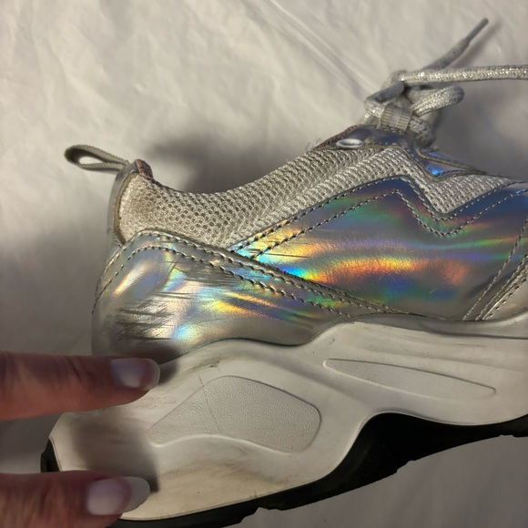 MSGM Sneakers Scarpa Donna Attack silver Pink iridescent SZ 7.5 Worn 2X - Picture 10 of 16
